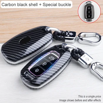 

ABS Carbon Fiber Car Remote Key Case Cover Holder For Hyundai i30 ix35 KONA Solaris Grandeur Encino Ig Accent Santa Fe Palisade