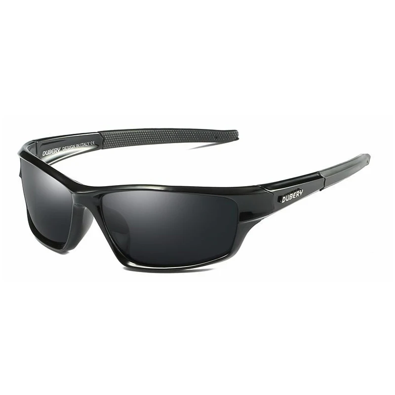DUBERY Sport Style Men Polarized Sunglasses Ultralight Eyeglasses Frame Fishing& Driving Sun Glasses Night Vision Lens Goggles - Цвет линз: Black Frame