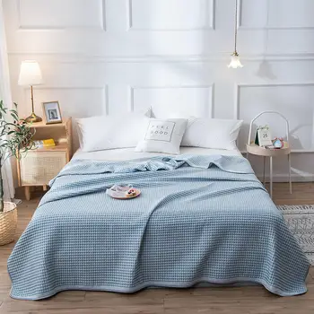 

Summer modern non-printing waffle cotton yarn-dyed class A cotton multi-functional blanket air conditioning quilt LB63008