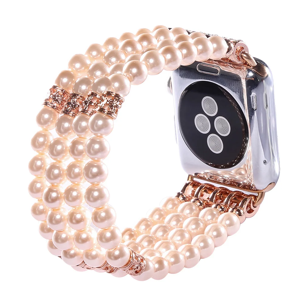 

Strap for Apple Watch band 42mm 44mm 40mm 38mm Colorful Comfortable Handmade Pearl Band for Iwatch series 5/4/3/2/1