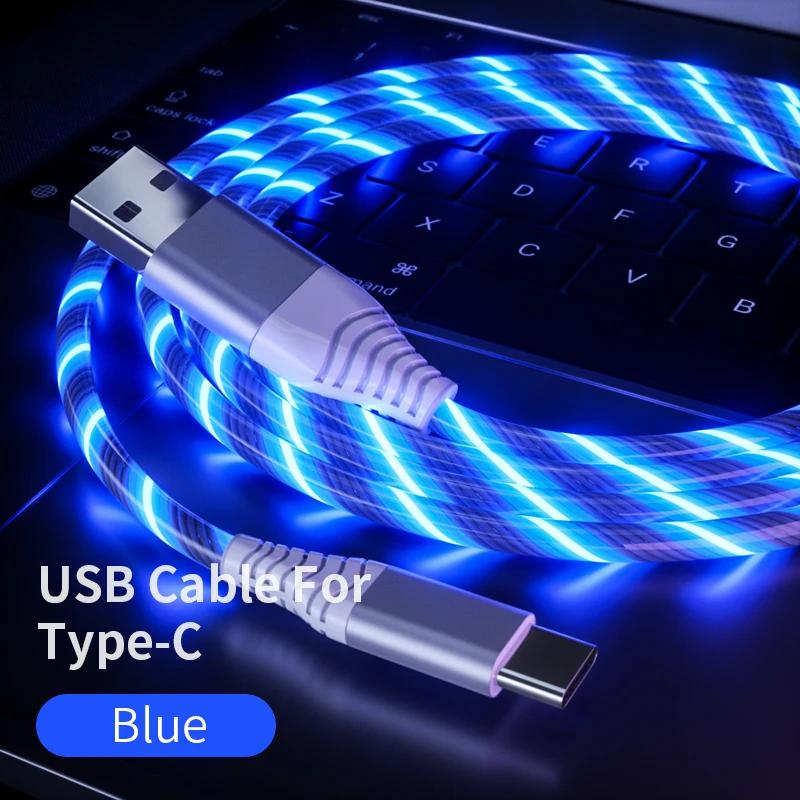 Meide 2 м осветительный светильник LEB USB кабель для быстрой зарядки типа C/Micro/Apple для samsung XiaoMi HUIWEI OPPO LG iphone11 - Цвет: For Type-C Blue