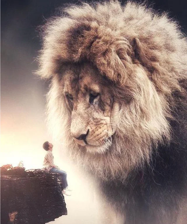 DIY Diamond Painting Lion Cross Stitch diamond painting Scenery Pattern Full circular Rhinestone Home decor gift | Дом и сад