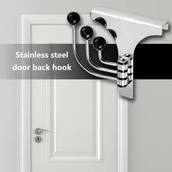 

134x120x20mm Rotatable Hook Wall Door Mounted Coat Hooks Creative Triple Swing Arm Stainless Steel Hanging Home Accessory