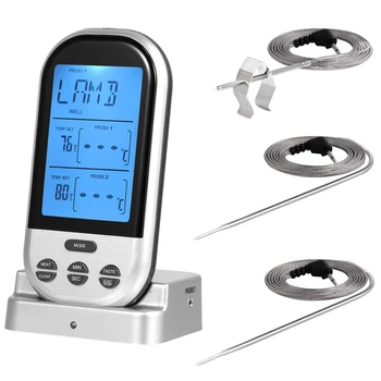 

ELEG-Meat Thermometer, Bbq Thermometer Wireless Meat Thermometer With Dual Probe Can Be Used For Oven Smoker Grill Bbq