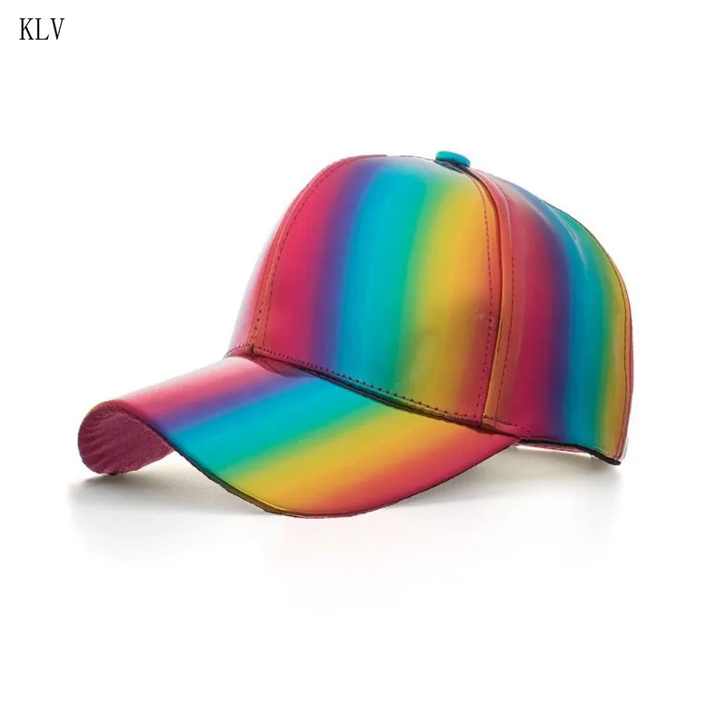 

Women Men Futuristic Rainbow Iridescent Reflective Baseball Cap Colorful Changing 80s Holographic Rave Hip Hop Snapback Hat