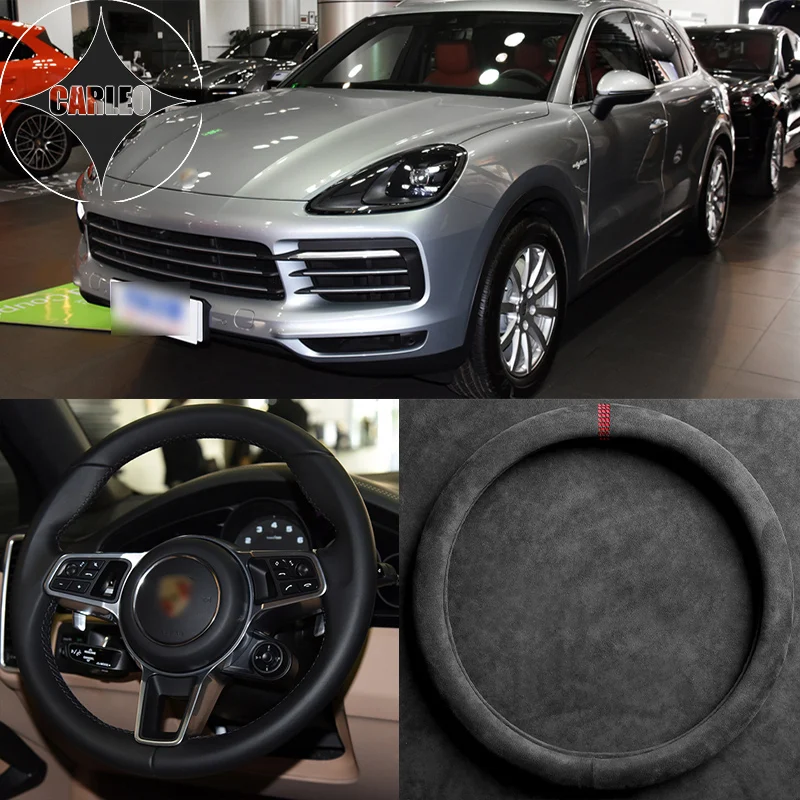 

For Porsche Panamera Macan Cayenne 718 911 Alcantara Suede Car Steering Wheel Cover Universal Wrap