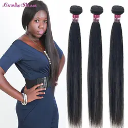 Lynlyshan человеческие волосы индийские прямые волосы три пучка remy волосы 10-30 дюймов натуральный цвет Бесплатная доставка