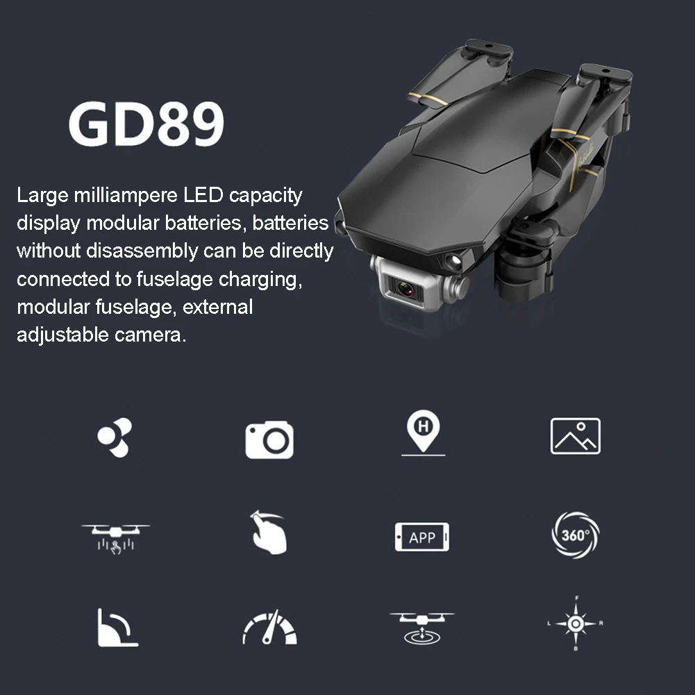 Global Drone GD89 4CH RC HD Camera Video FPV One Key Return RC Drone Quadcopter Toy RC Airplane Boys toys Outdoor Aircraft Toy