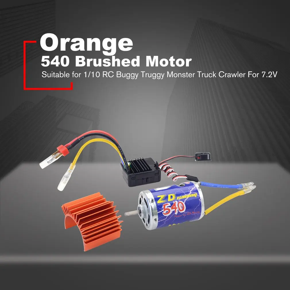 540 Brushed Motor and 45A ESC Set for 1/10 RC Buggy Truggy Monster Truck Crawler For 7.2V, 7.4V,11.1V Rechargable Battery