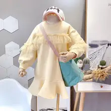 Детские толстовки с капюшоном, платье для девочек, платья принцессы с длинными рукавами, Осенняя детская одежда, толстовки для маленьких девочек