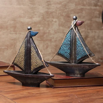 

Retro Nordic Style Home Resin Ornament Sailing Decoration Bedroom Study Curio Cabinet Decoration Living Room Table Top Ornament