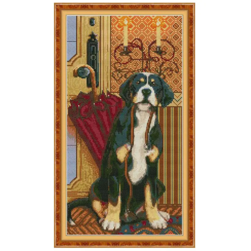 Dog Ready To Go Out DIY Handmade Needlework Counted 14CT Printed Cross Stitch Embroidery Kit Set Home Decoration Q6PE Dog Ready To Go Out DIY Handmade Needlework Counted 14CT Printed Cross Stitch Embroidery Kit Set Home Decoration Q6PE