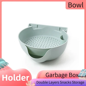 

Creative Shape Bowl Double Layers Snacks Storage Garbage Box Lazy Nuts And Dry Fruit Plate Dish Organizer with Phone Holder