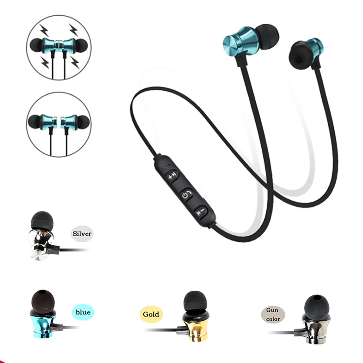 

Bluetooth Earphone Sport Handsfree Headphones Wireless Earphones Magnetic Headset With Microphone For iPhones Xiaomi Android LG
