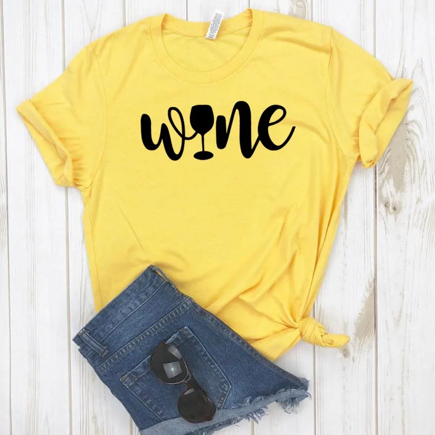 Женская футболка с принтом вина хлопковая хипстерская забавная футболка подарок леди Юн Девушка Топ Футболка Прямая поставка ZY-426