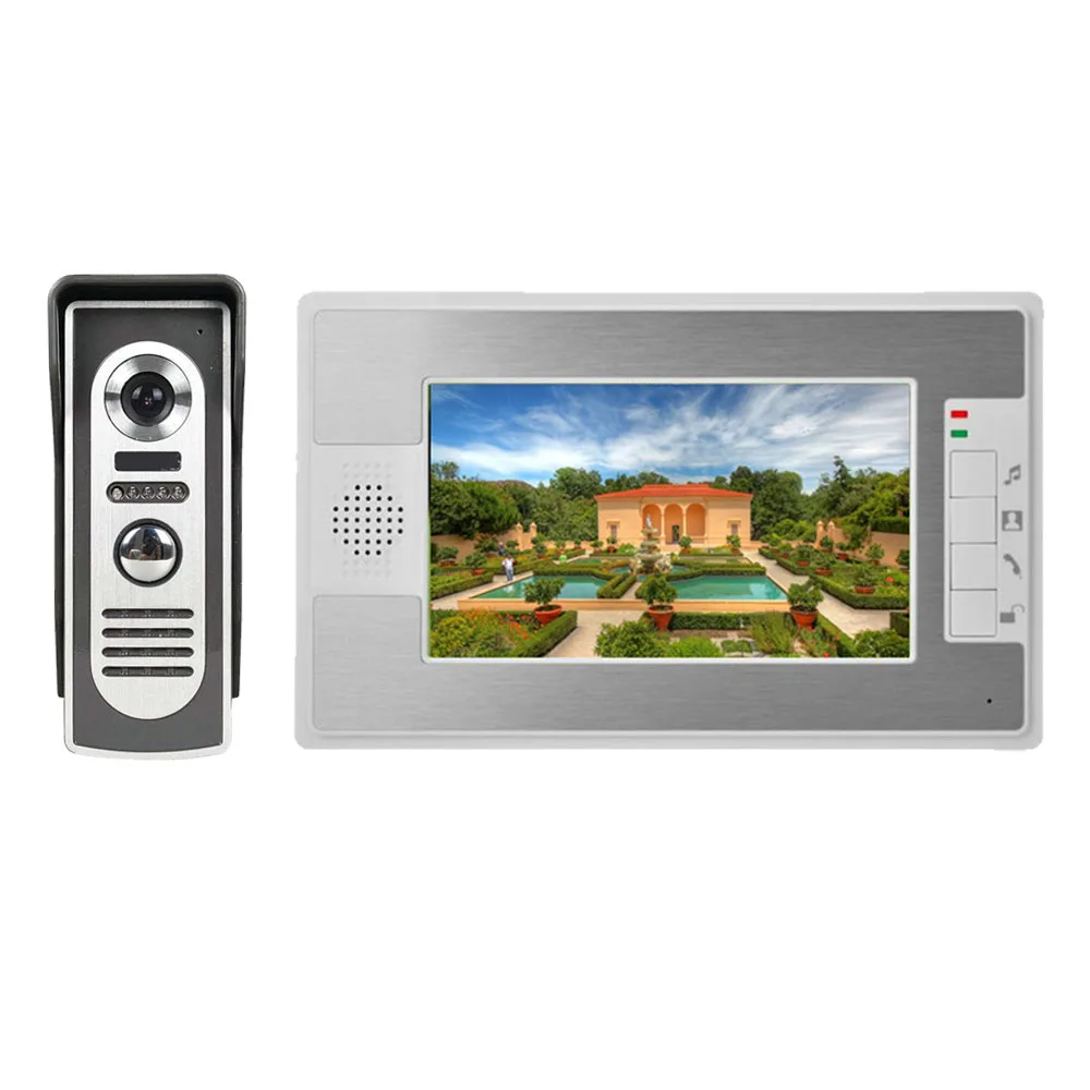 

Visual Intercom Doorbell 7'' TFT LCD Wired Video Door Phone System Indoor Monitor 1000 TVL Outdoor IR Camera Support Unlock