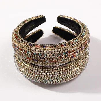 

Lalynnly Full Rhinestone Velvet Hairbands Colorful Rhinestones For Women Wild Gorgeous Headband Bride Fashion Accessories F2267