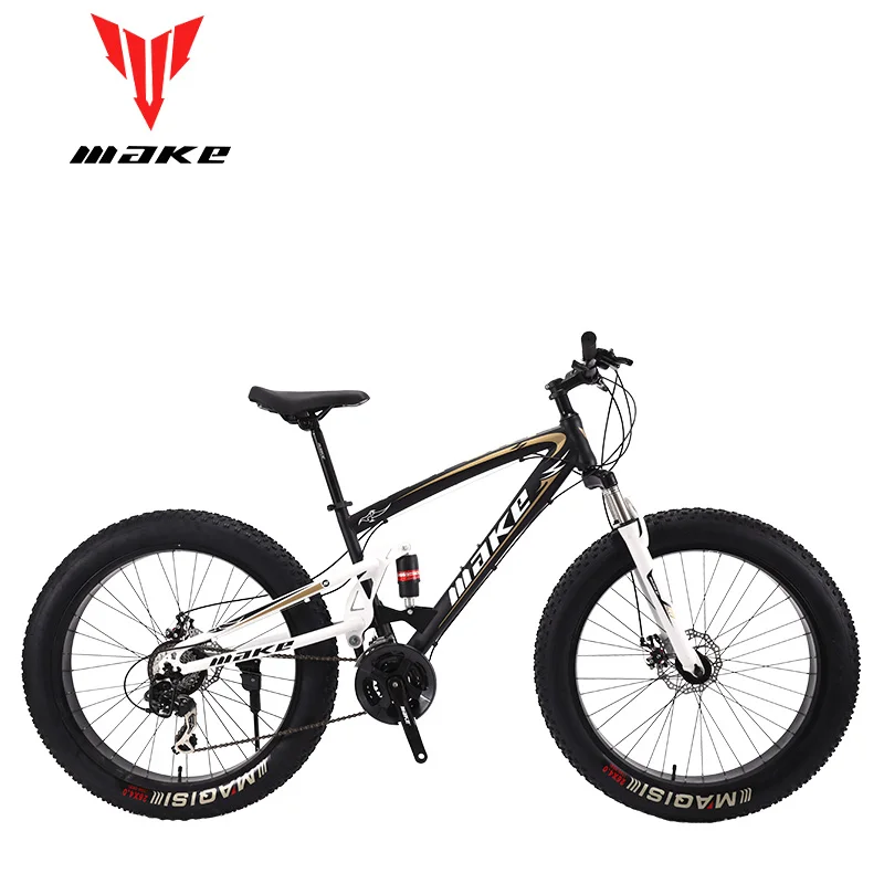 Best MAKE Mountain Fat Bike Steel Frame Full Suspention 24 Speed Shimano Disc Brake 26"x4.0 Wheel 0