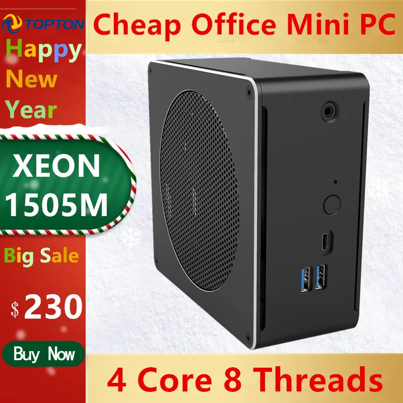 Topton Мини ПК Intel Xeon E3 1505M v5 4 ядра 8 потоков 2 80 ГГц настольный компьютер Win10 Pro 16 Гб DDR3L