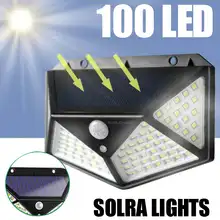 100LED солнечные лампы датчик человеческого тела настенный светильник уличные прожекторы для сада Водонепроницаемый наружное освещение Домашняя безопасность свет FR