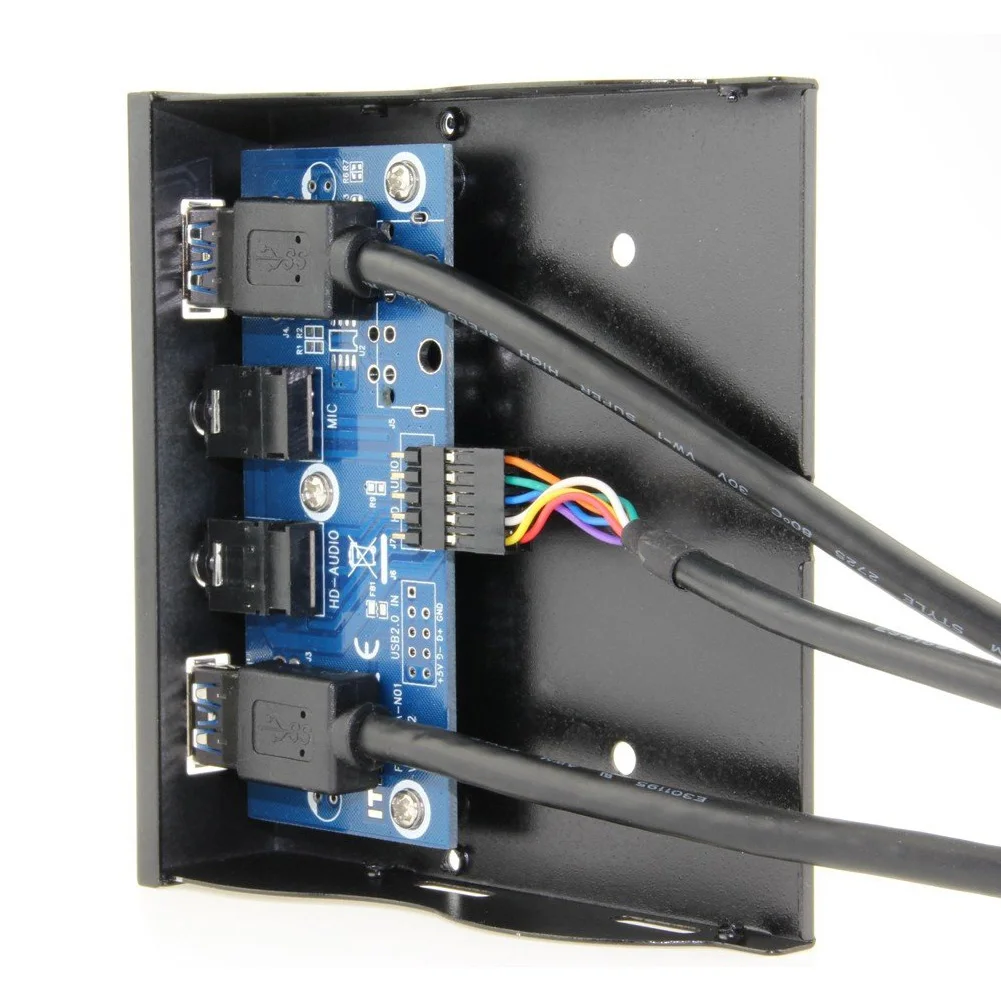 USB 3,0 2 Порты и разъёмы 3.5in концентратор микрофон Вход Многофункциональный ячейка для дискет открытой передней Панель металлический натольный высокоскоростной адаптер HD Выход