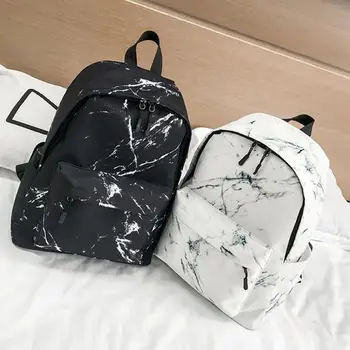 

Fashion Marble Print Backpack Student Nylon School Bag Unisex Casual Zipper Large Capacity Travel Backpack Laptop Shoulder Bag#2