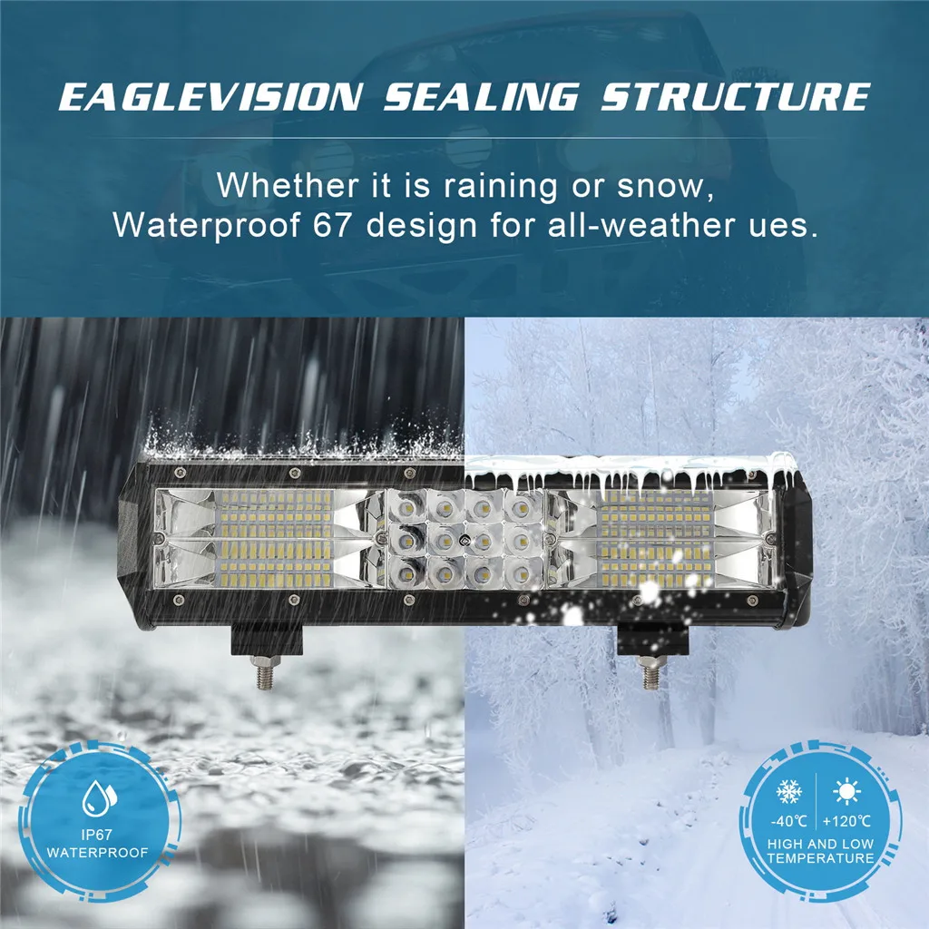 CARPRIE Car Light hot sale 12Inch 180W 3-Row LED Work Light Bar Pods Flush Mount Combo Driving Lamp Bar high quality 9719