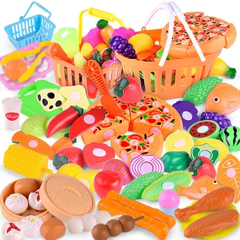

Food Fruit Vegetable Cutting Kids Pretend Play Educational Toy Safety Children Kitchen Puzzle Sets Plastic Kitchen Toys