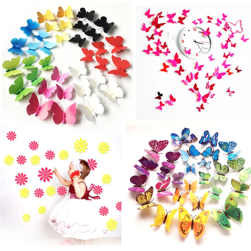 

Cute Butterflies Wall Stickers Art Decals Home Decoration for Sitting Room Bedroom Wall Decals DIY Removable Home Decoration