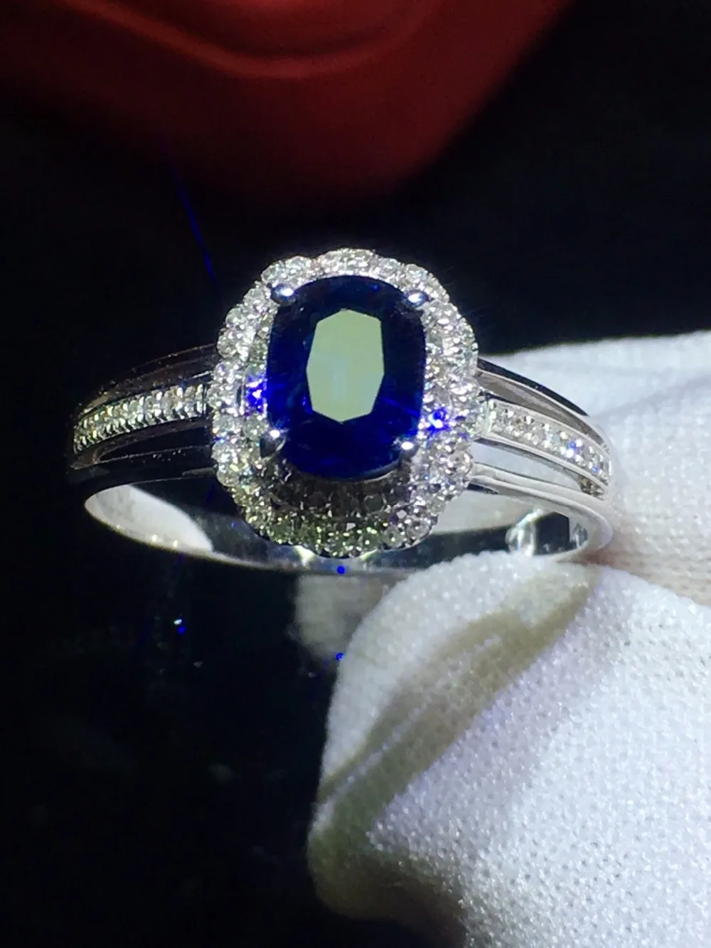 Fine Jewelry Sapphire Ring Natural 1.02ct Unheat Royal Blue Sapphire Gemstone Pure 18 K Gold Jewelry For Women Diamonds Rings