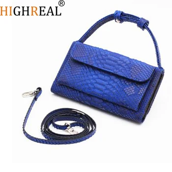 

HIGHREAL Fashion Chain Cowhide Leather Day Clutch One Shoulder Cross-body Bag Small Crocodile Pattern Genuine Leather Handbag