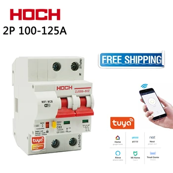 

HOCH ZJSB9-80Z Tuya WIFI Circuit Breaker Smart Life Timer Remote Control 2P Intelligent Wireless Switch Factory Free shipping