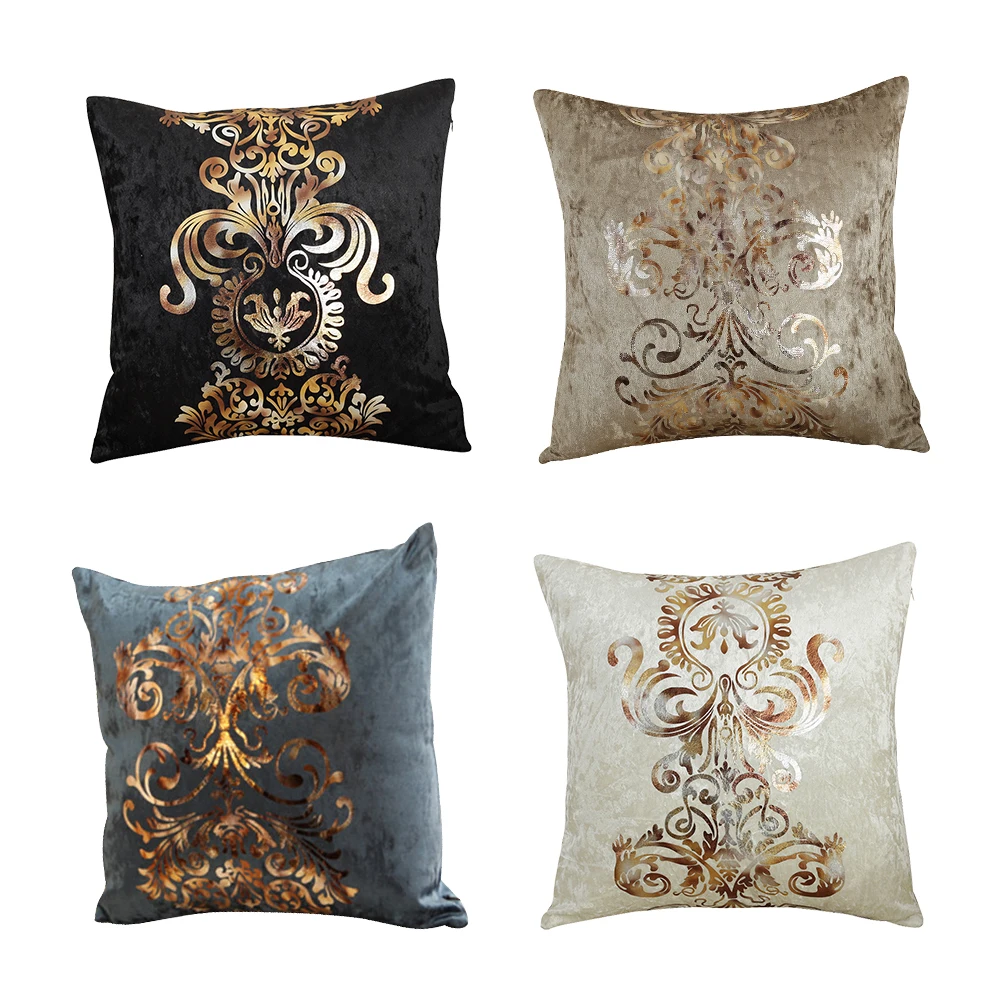

Flannel Bronzing Throw Pillowcase High-quality Sewing Process Cushion Cover for Car Home Living Room Sofa