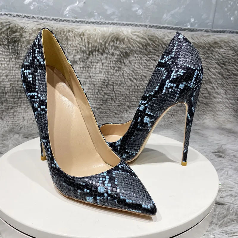 Womens 16Cm Metal High Heels Stiletto Pumps Pointed Toe Snakeskin Shoes  Clubwear | eBay