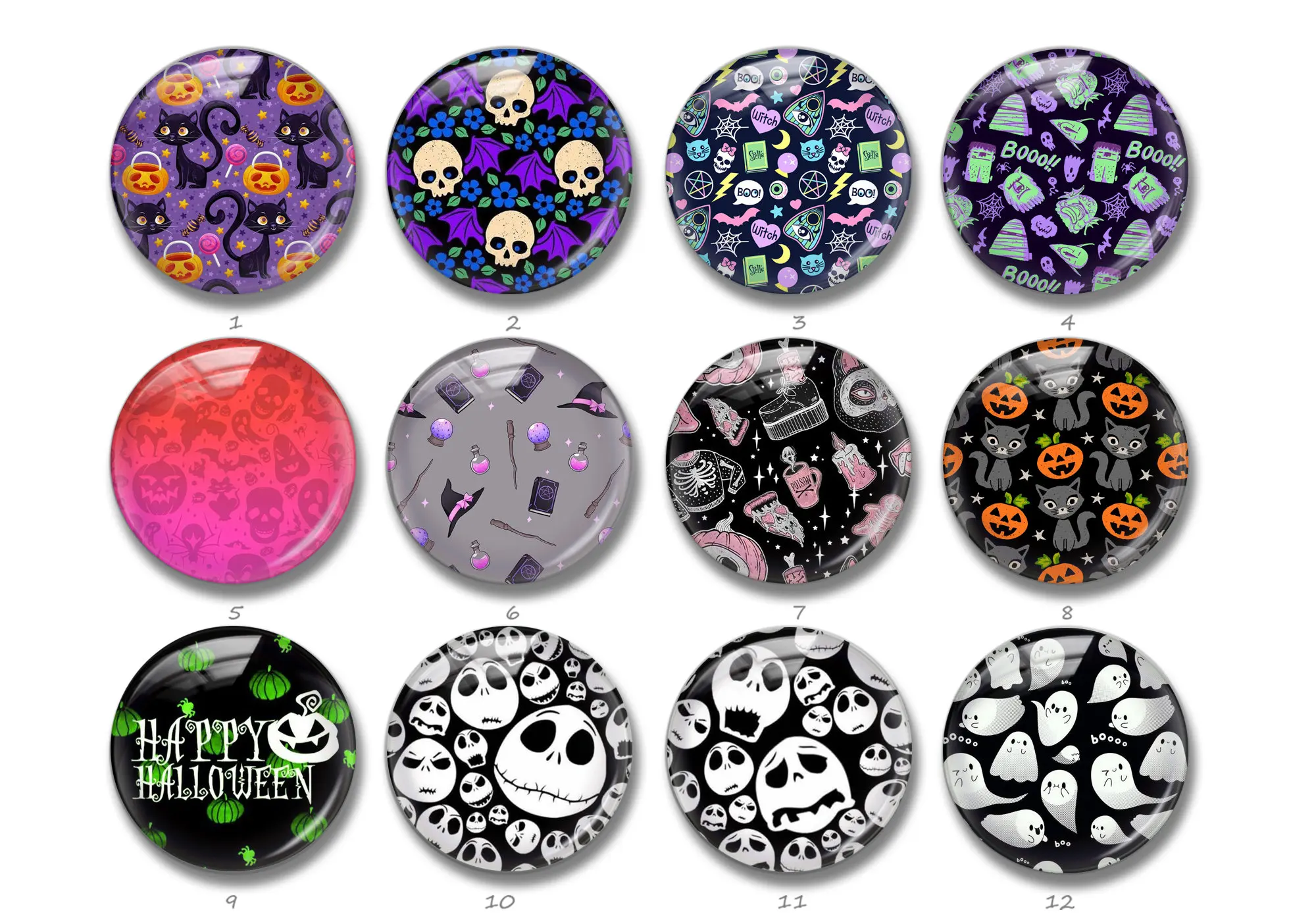 

Floral Halloween cabochon,Ghost snap button jewelry charm,12mm 16mm 18mm 20mm 25mm Halloween decorection cabochon