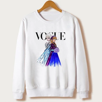 

Vogue Princess Graphic Sweatshirts 2019 Women Cartoon Printed Hoodies Winter White Casual Pullover O-Neck Woman Fleece Tops