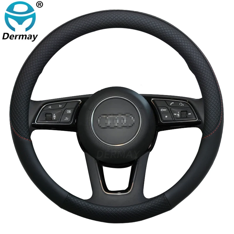 100 DERMAY Brand Leather Sport Car Steering Wheel Cover Non slip for