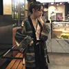 Women Blouse Cardigan Beach Style Summer Lace Up Ladies Retro Print Boho Batwing Sleeve Sunscreen Shirt Tops 2