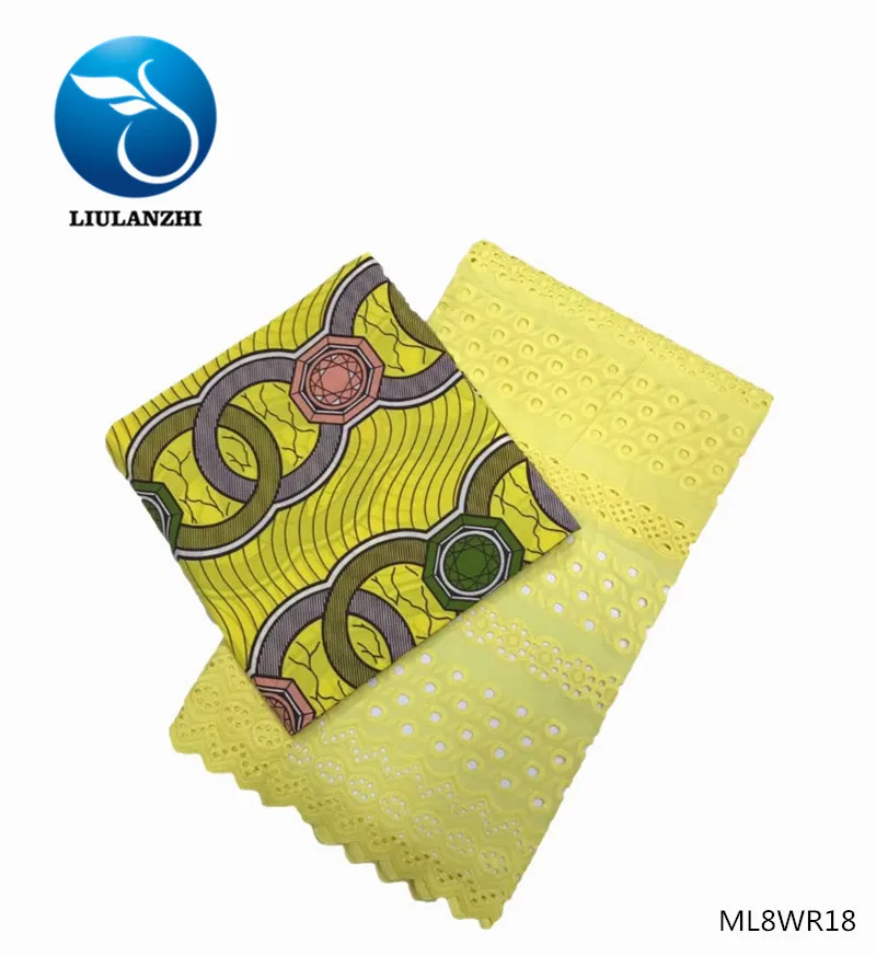 LIULANZHI африканская хлопчатобумажная ткань Мода хлопок воск и вуаль кружева комбинированные ткани 3+ 2,5 ярдов ML8WR01-ML8WR29