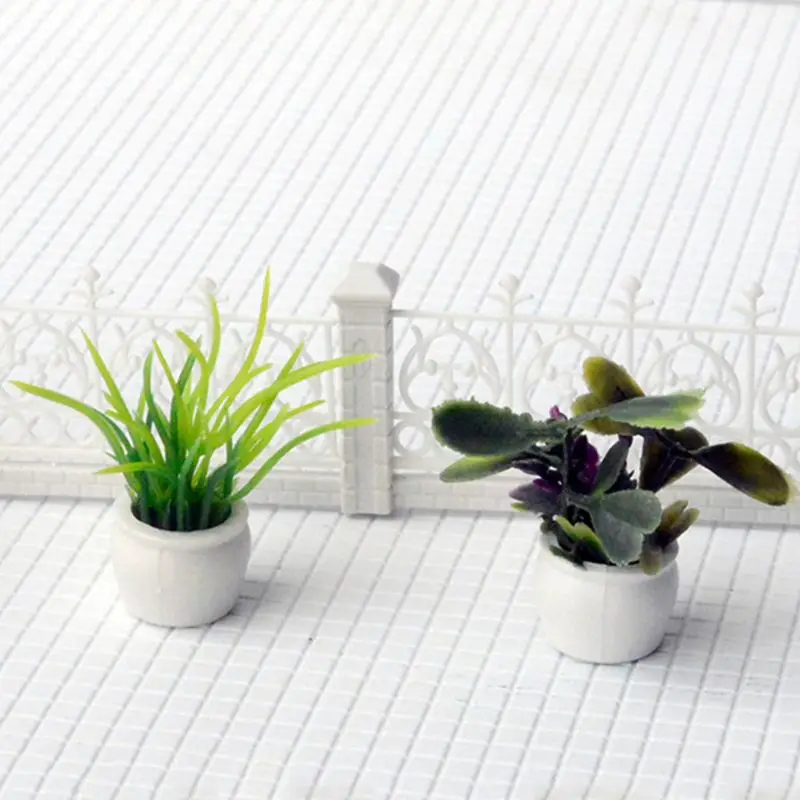 

Set of 7 Dollhouse Miniature Pot Flowers Landscape DIY Sand Table Plant Model L41D