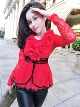 Camisa feminina manga comprida renda, blusa feminina nova roupa oca camisa justa coreana camisa branca 186c