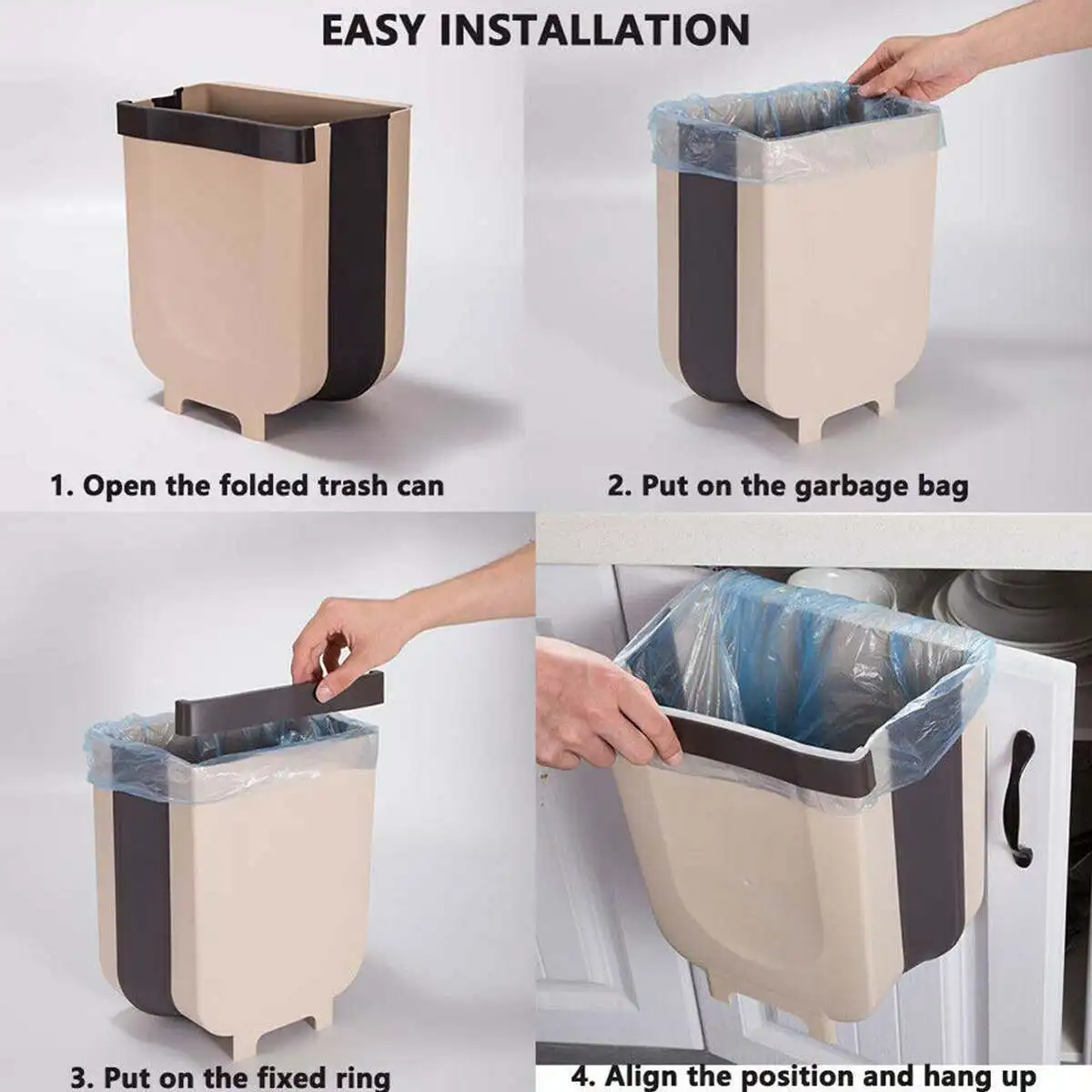 8л подвесной мусорный бак для кухонного шкафа на дверь, контейнер для мусора, складные мусорные ящики для ванной комнаты, туалета, автомобиля, мусорный бак