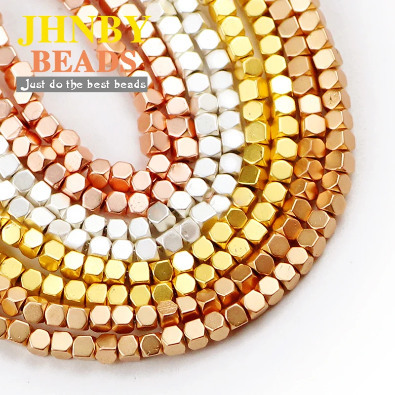 

JHNBY Matte Faceted Square 2mm Hematite beads Natural Stone Spacer Loose Beads For Jewelry Making Diy Charm bracelet Accessories