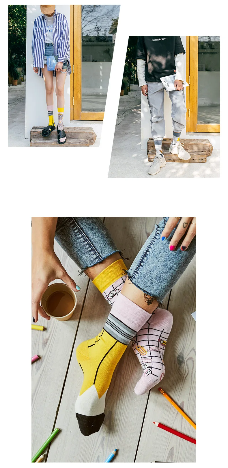 Новинка, индивидуальные модные стильные женские носки с изображением мультяшных животных, хлопковые носки для влюбленных Harajuku, Креативные мужские и женские носки