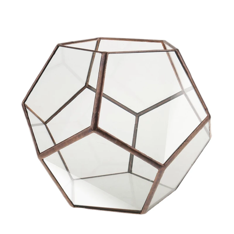 

Glass Pentagon Geometric Terrarium Container Window Sill Decor Flower Pot Balcony Planter Diy Display Box (No Plant)
