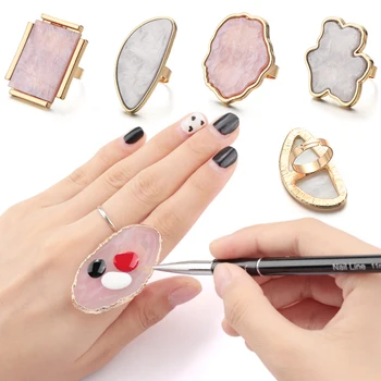 

Resin Nail Art Palette Finger Ring Plate Painting Palette Pigment Holder UV Gel Polish Display Rack False Nails Manicure tool