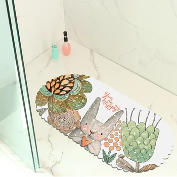 

Rainforest Style Bathroom Decor Oval Shower Pad Non-slip Sucker Bath Mats Eco-friendly Bathroom Carpet PVC Shower Rug