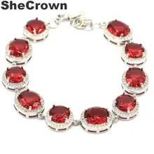 12x10 мм Красивые цветы Розовая Малина родолит гранат CZ подарок серебряный браслет 7,0-дюйма