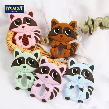 

5pc BPA Free Animal Silicone Teethers Raccoon Baby Teething Product Food Grade Rod Shower Gifts Cartoon