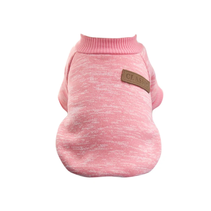 Soft Warm Dog Clothes Pet Winter Sweater Jacket Coat Puppy Clothes Classic Pet Outfit Cat Puppy Accessories - Цвет: pink